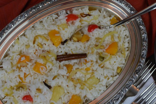 Fruited Rice Pilaf with pine nuts, the perfect side dish for an East Indian menu.