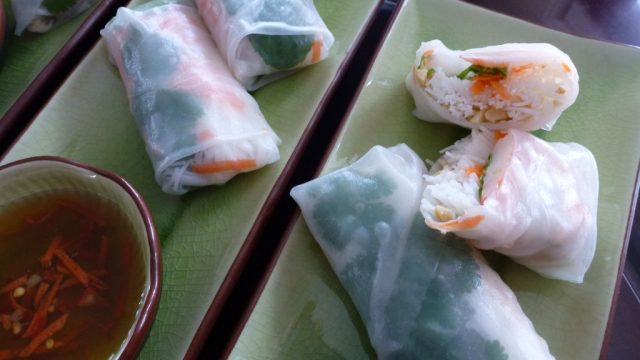 Vietnamese Salad Rolls with Nuoc Cham dipping sauce.