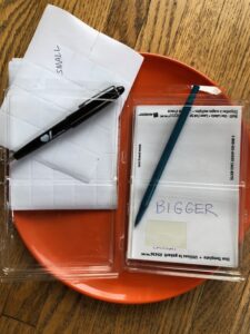 Two sizes of Sticky Labels with a pen in each package for easy use