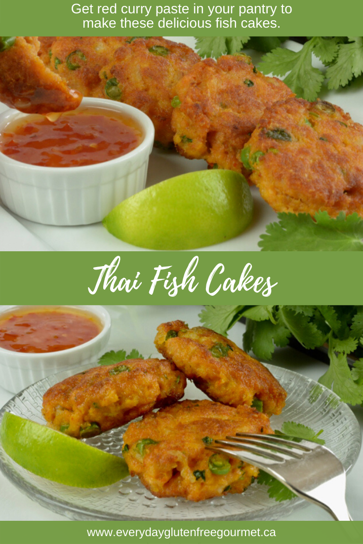 A platter of Thai Fish Cakes served with sweet chile sauce.