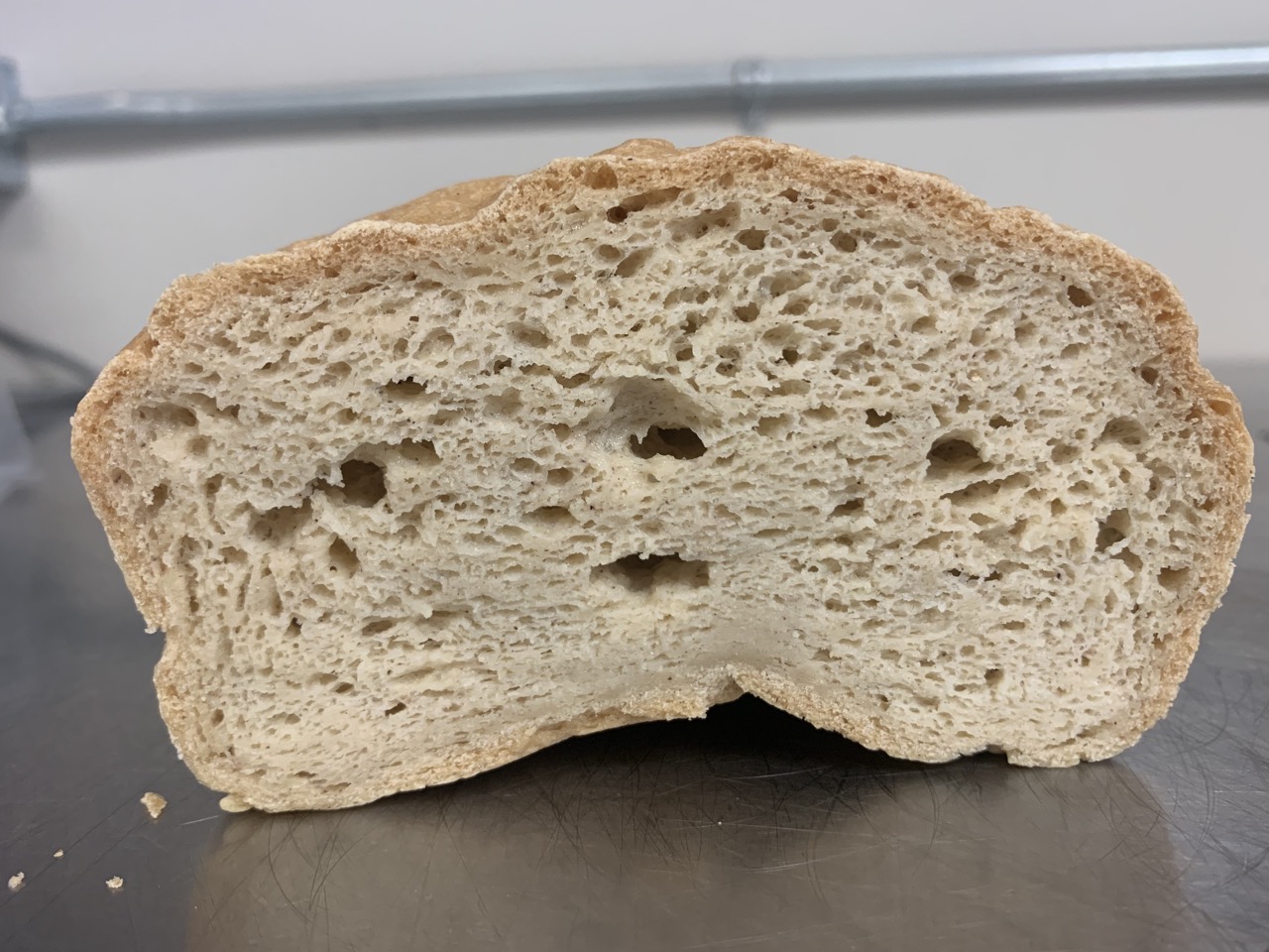 A close up of the inside of Brad's gluten free crusty bread.