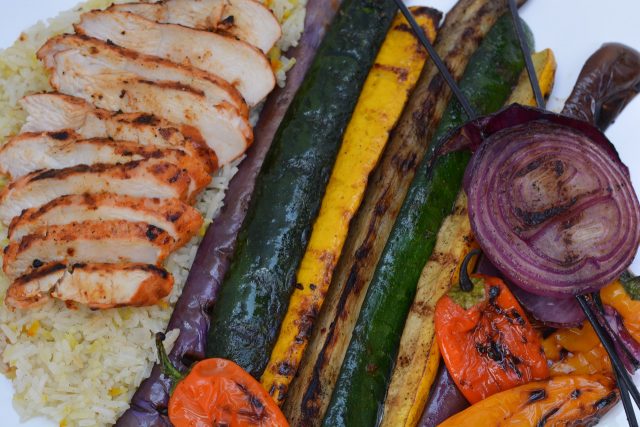 Slices of grilled Achiote Chicken from Yucatan.