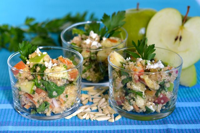 Individual dishes of Gluten Free Apple Quinoa Salad