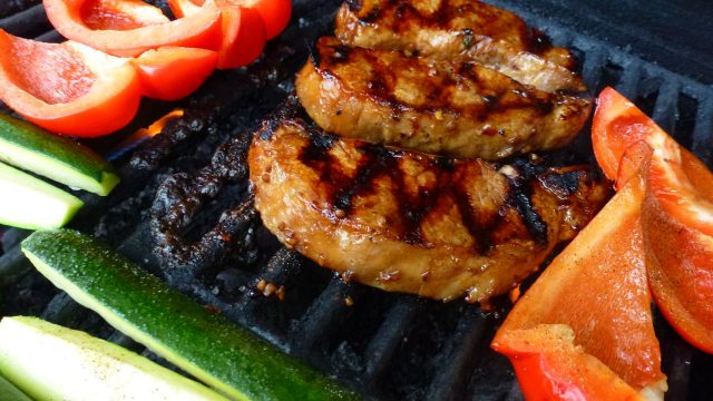 Mongolian Pork Chops on the grill.