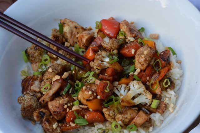 A bowl of my everyday Vegetable Stir Fry served on rice