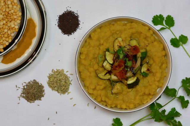 Yellow Split Pea Dal, perfect to go with fruited rice pilaf.