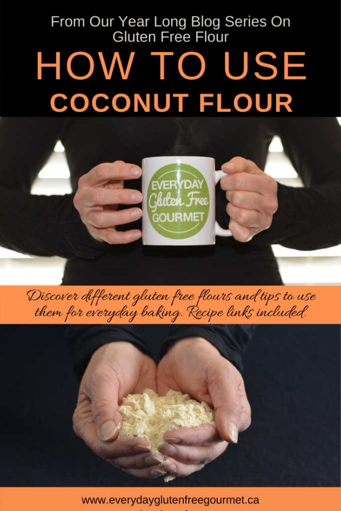Someone in black with a handful of flour with the test, How To Use Coconut Flour.