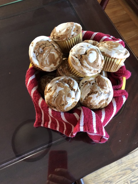 For these gluten free muffins I added a cream cheese swirl to my Pumpkin Muffin recipe