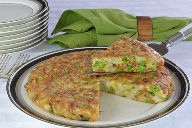 Potato Chorizo Frittata can be cut in small pieces and served as a holiday appetizer.