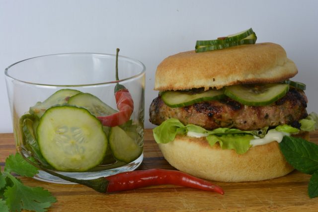 Thai Turkey Burgers with basil, cilantro and mint.