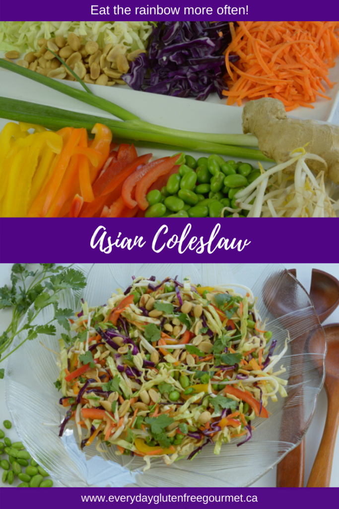 A colourful Asian Coleslaw with a Peanut Dressing.