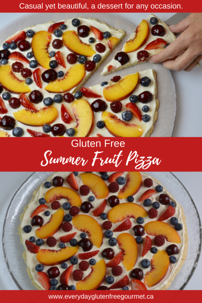 Summer Fruit Pizza is colourful and uses the rainbow of colour from the summer fruits of your choice.