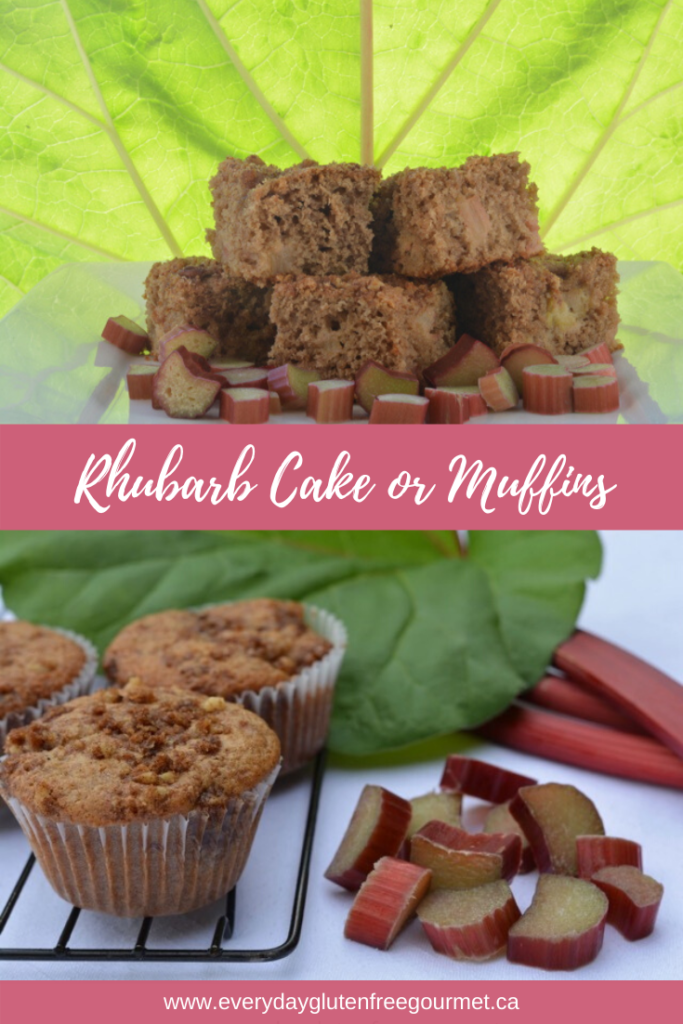 Rhubarb Cake made from a muffin recipe.