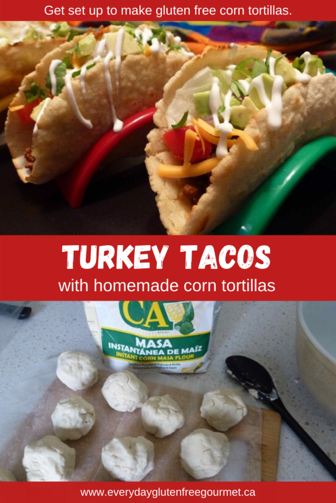Turkey Tacos made with homemade corn tortillas.