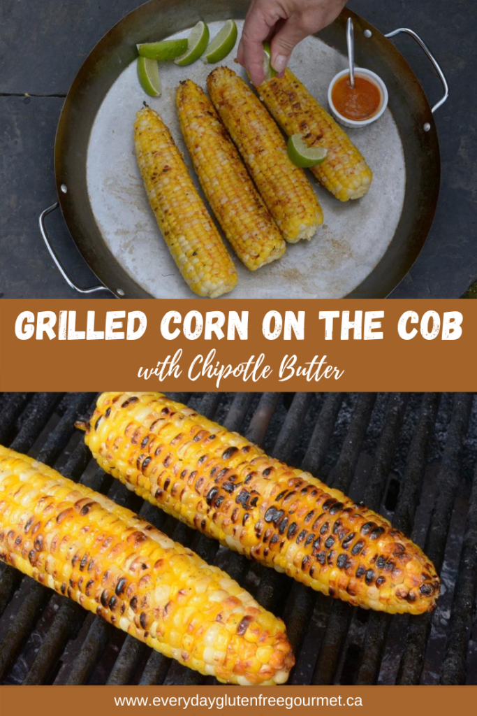 Grilled Corn on the cob with chipotle butter and fresh lime.
