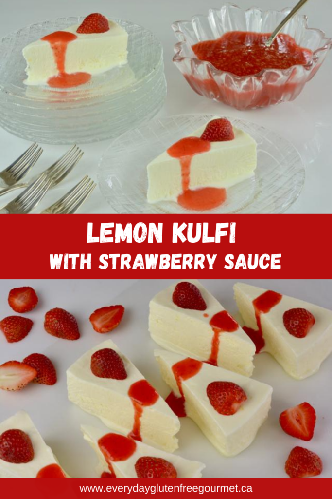 Lemon Kulfi with Strawberry Sauce or Orange Sauce