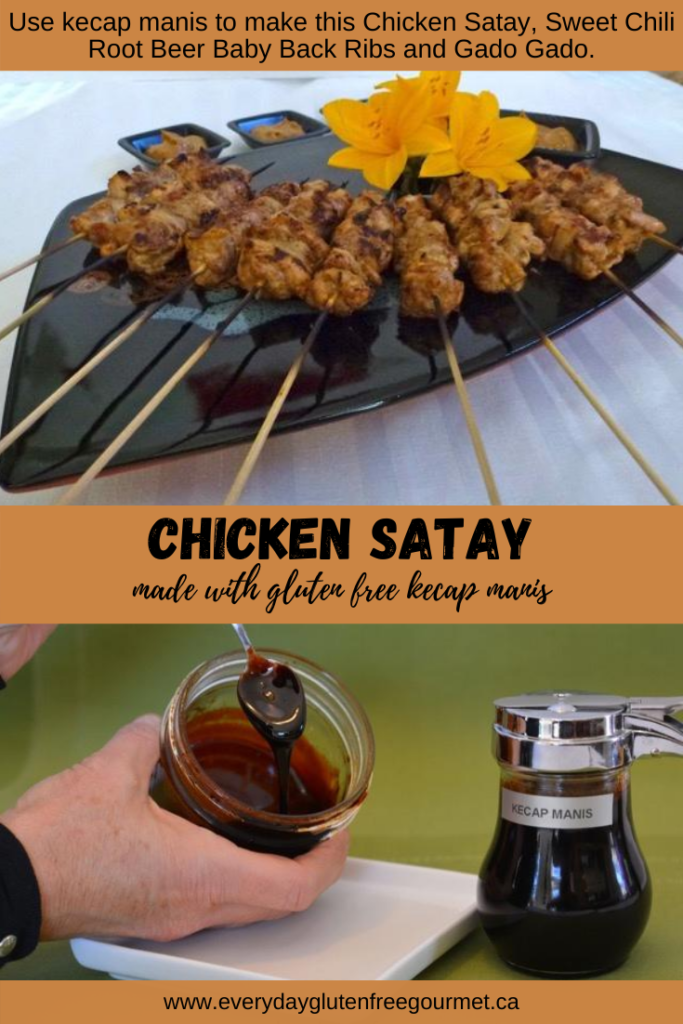 Chicken Satay made with gluten free kecap manis, an authentic Indonesian specialty.