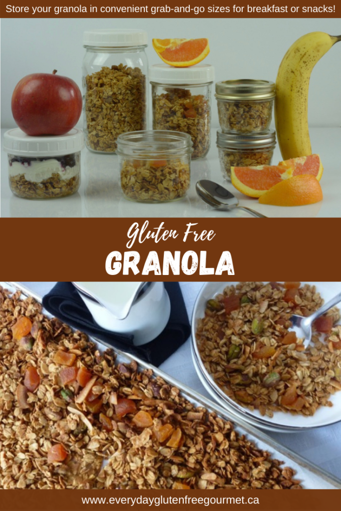 Jars of gluten free pistachio apricot granola