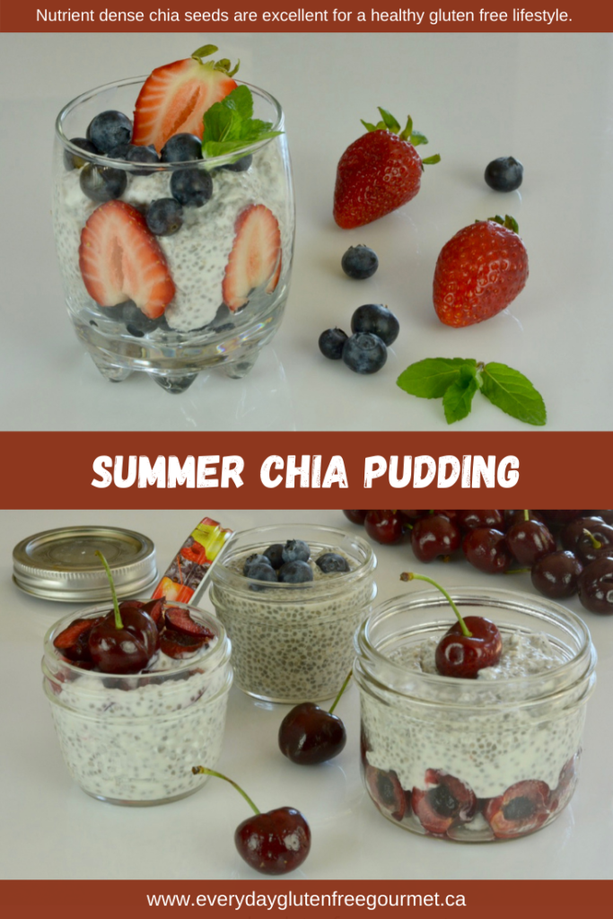 Nutrient dense chia seeds are an excellent choice for a gluten free diet and Summer Chia Pudding is only one way to use them.