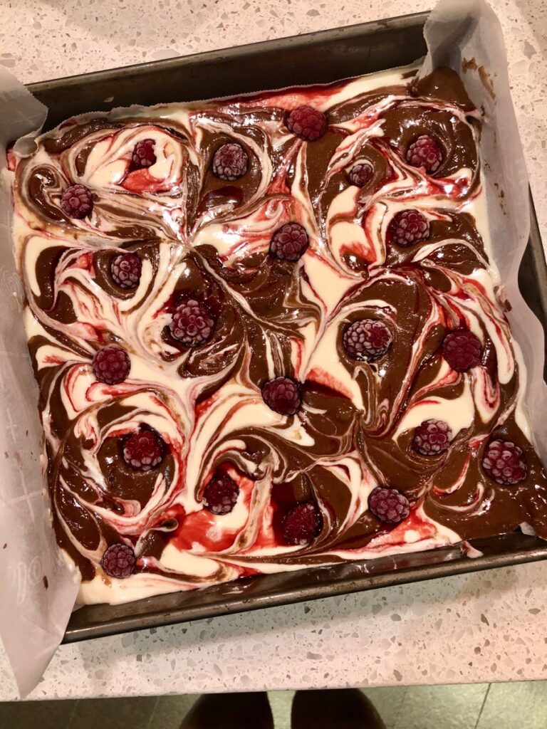 Raspberry Swirl Chocolate Cheesecake Brownies