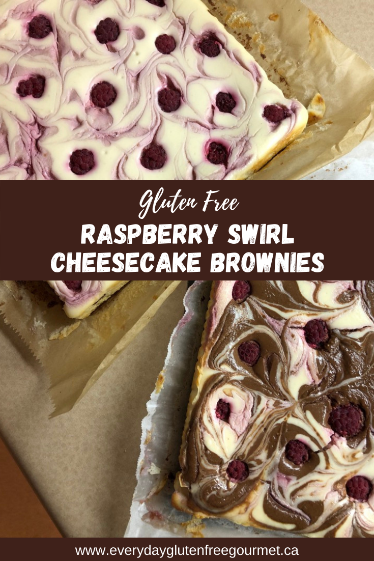 Two full pans of uncut Raspberry Swirl Cheesecake Brownies, one with chocolate swirls too.