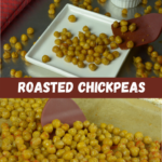 A baking sheet of Roasted Chickpeas sprinkled with paprika.