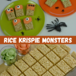 Rice Krispie Monsters dipped in coloured candy melts are an easy homemade Halloween treat. Add some candy eyes and they're fun to make.
