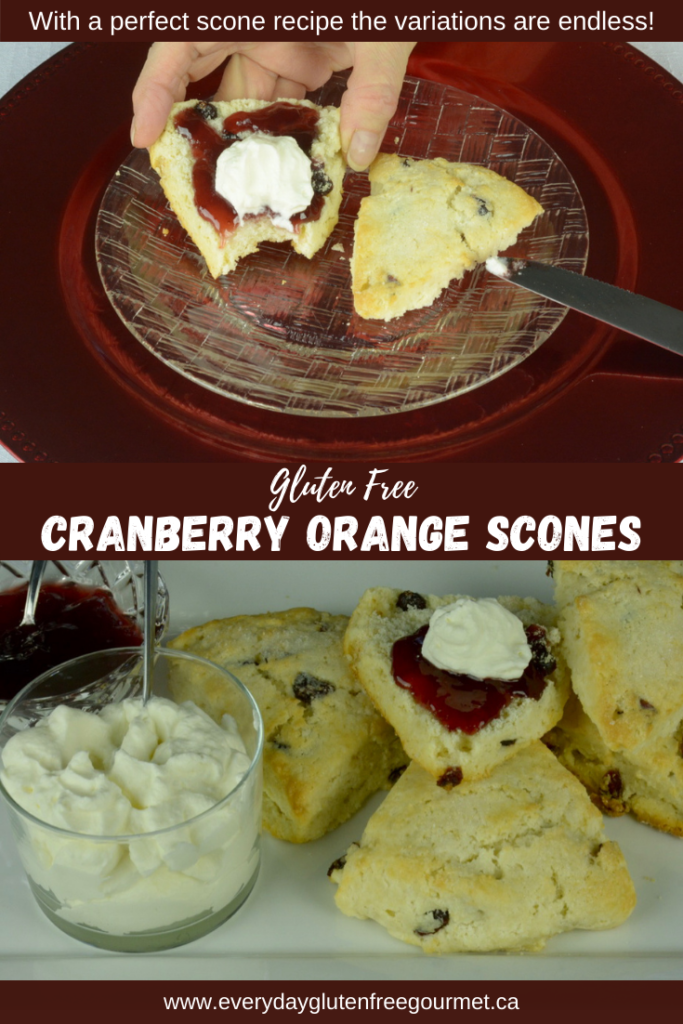 Cranberry Orange Scones with jam and whipped cream