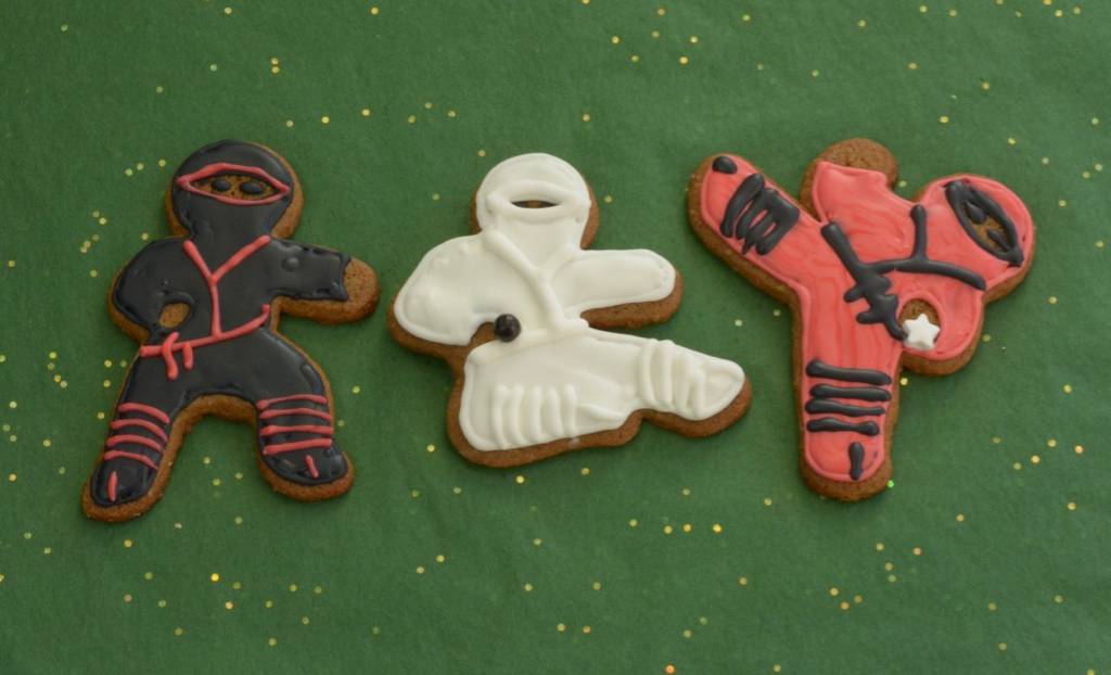 Three iced cookies called Ninjabread Men.