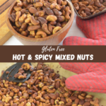 Gluten free Hot and Spicy Mixed Nuts made with homemade Worcestershire sauce.