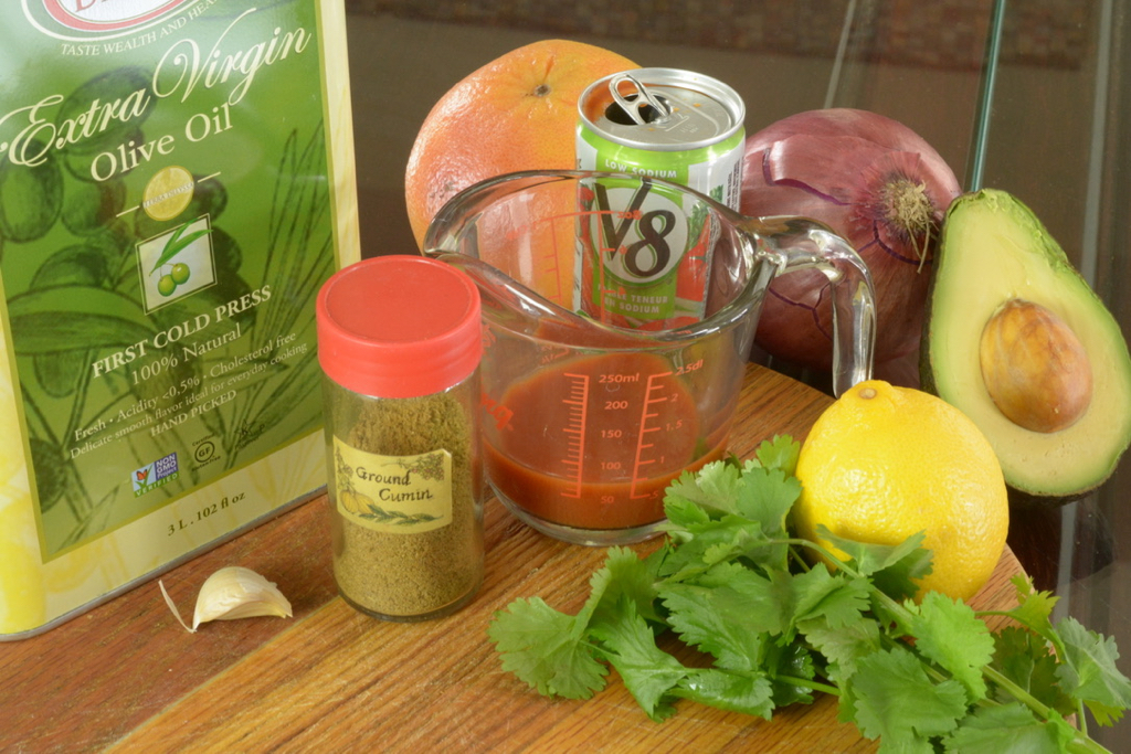 Tomato Cumin Dressing ingredients for a Grapefruit Avocado Winter Salad.