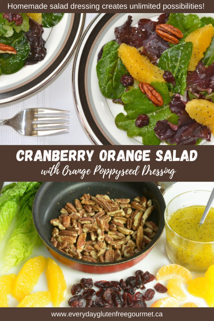 Cranberry Orange Salad with Orange Poppyseed Dressing and toasted pecans.