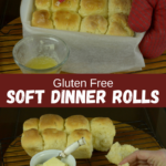 Gluten Free Soft Dinner Rolls out of the oven being brushed with butter.