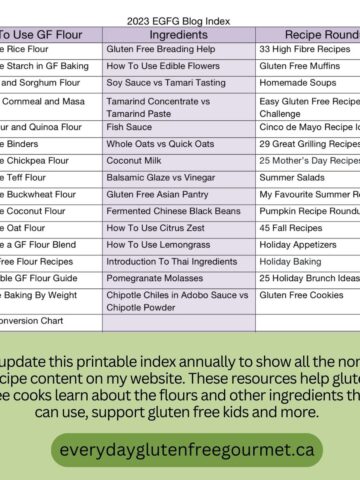 The 2023 annual blog index showing all the non-recipe content on the website by category.