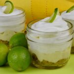 A small Mason jar filled with Key Lime Pie.