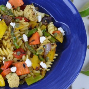 A bowl of Southwestern Grilled Vegetable Pasta