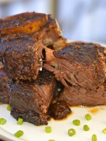 Braised Beef Short Ribs in Coffee Ancho Chile Sauce.