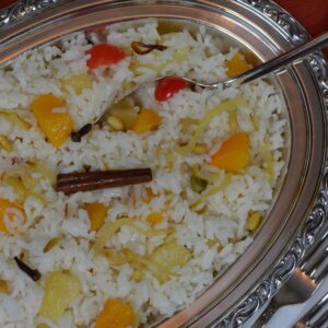 Fruited Rice Pilaf with pine nuts.