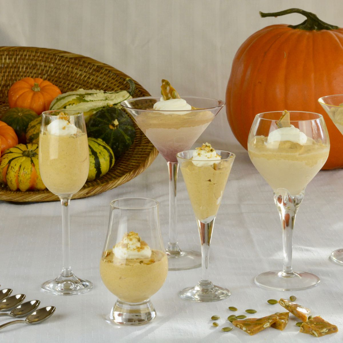 Frozen Pumpkin Mousse served in a variety of glasses.