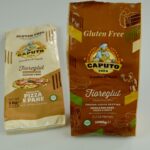 Two different packages of Caputo brand flour containing certified gluten free wheat starch.