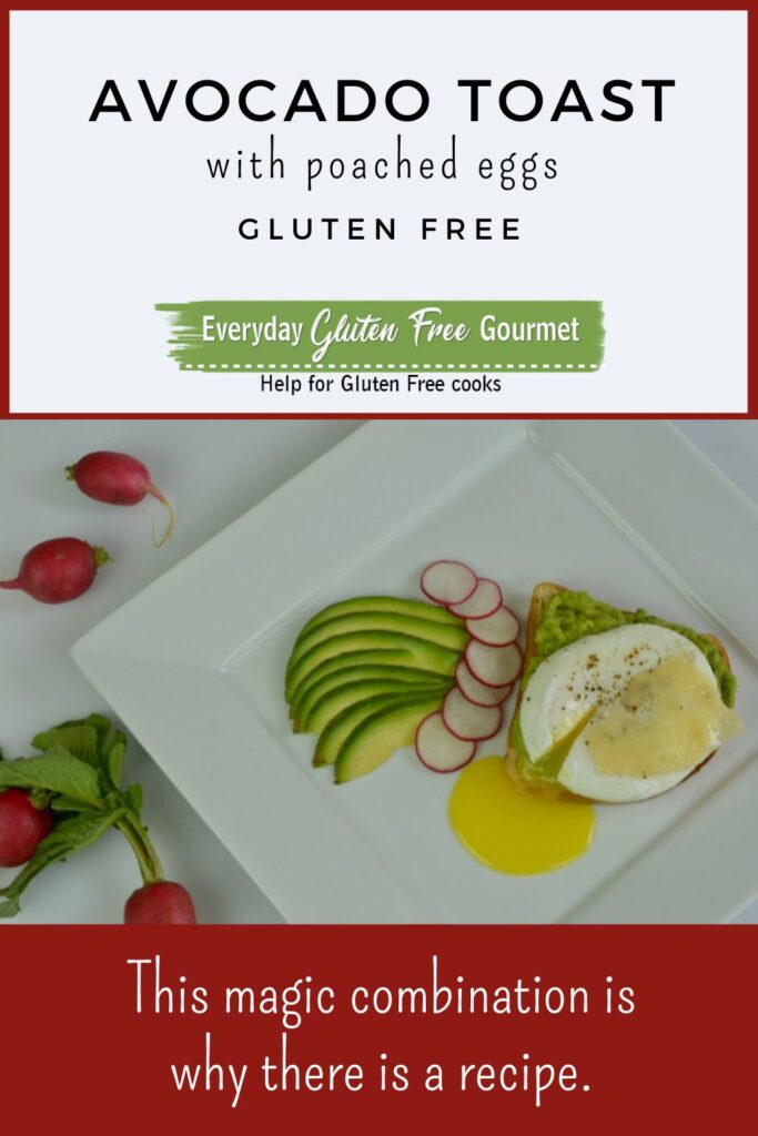 A slice of toast spread with mashed avocado and topped with a poached egg and shaved Parmesan. The yolk is oozing onto the plate and is surrounded by sliced avocado and radishes.