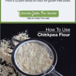 A small strainer filled with chickpea flour with some sifted flour around it.