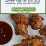 A plate of Grilled Sriracha Honey Chicken Wings sprinkled with sesame seeds with a bowl of honey-sriracha sauce beside them.