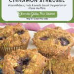 Gluten free Blueberry Muffins surrounded by fresh blueberries and pumpkin seeds.