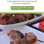 A plate with three Chorizo Stuffed Bacon Wrapped Dates